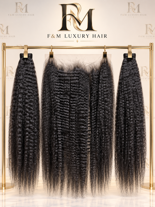 Raw Kinky Straight 3-Bundle + 13x6 HD Lace Frontal Set