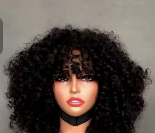 Soft Bounce Full Raw Curly Wig – Natural Volume With Bangs