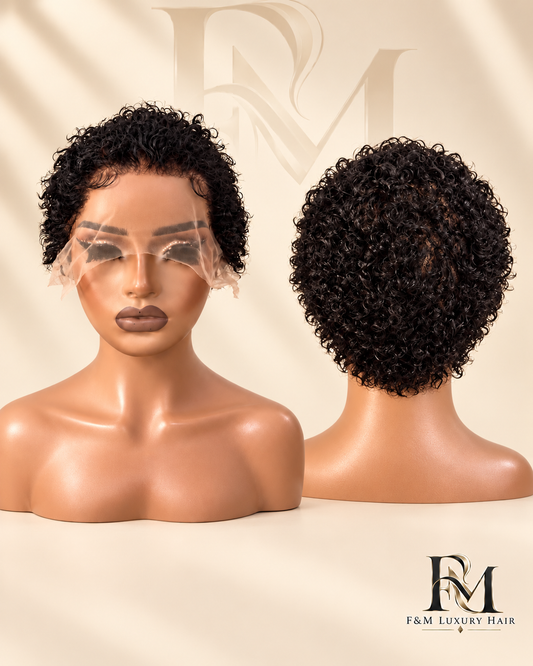 Mila Custom Curly Pixie Wig 100% human hair full HD lace
