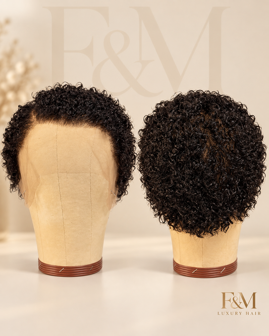 Nia Custom Curly Pixie Wig.100% human hair full HD lace