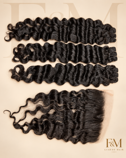 28” Deep Wave — 3 Bundle Set + 13x4 HD Frontal