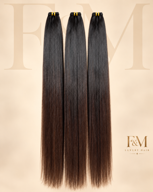32” Two-Tone Brown Straight — 3 Bundle Set